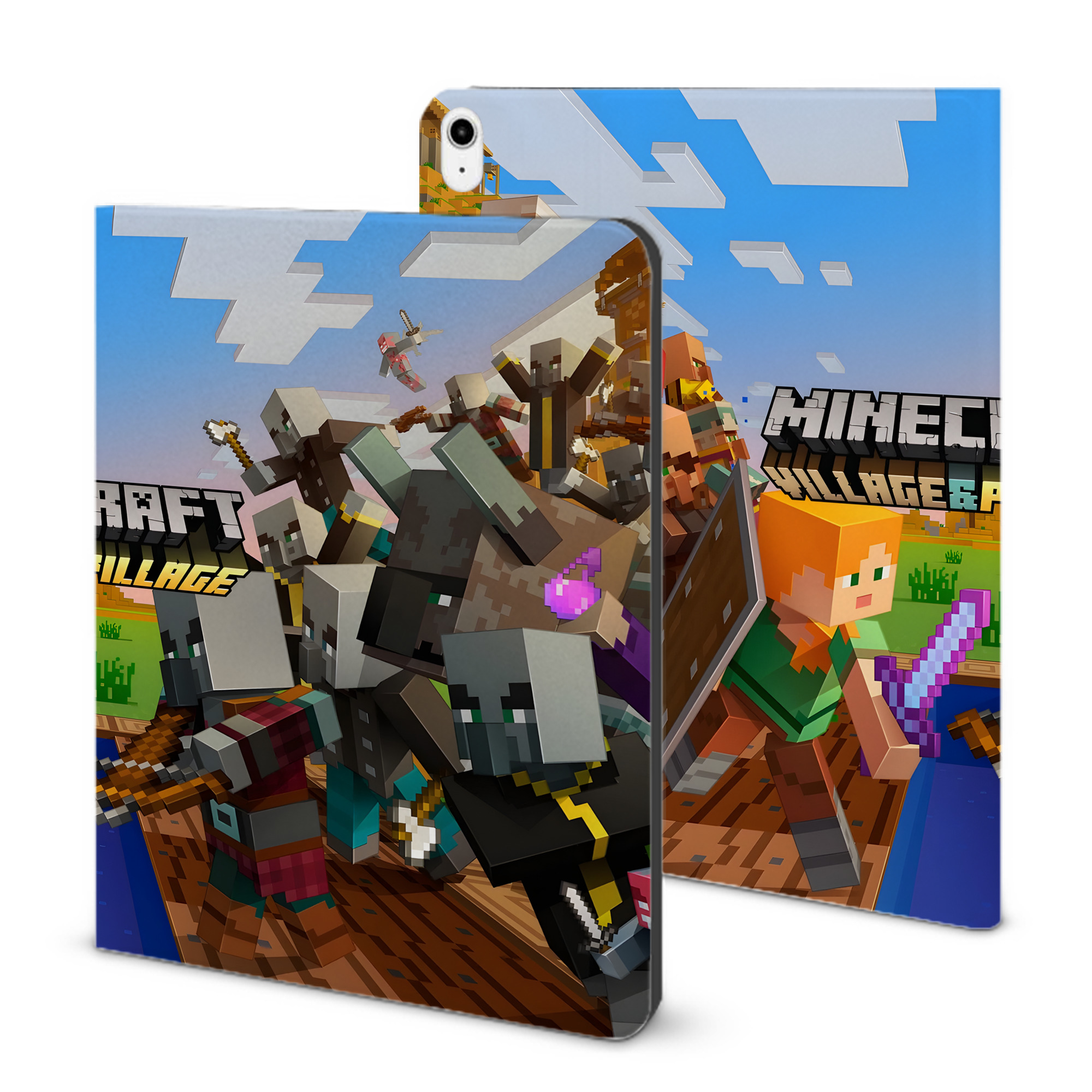 （画像用） マインクラフト ブロックの世界 Minecraft MC Block world IPadケース ペンホルダー付き ブックスタイルデザイン